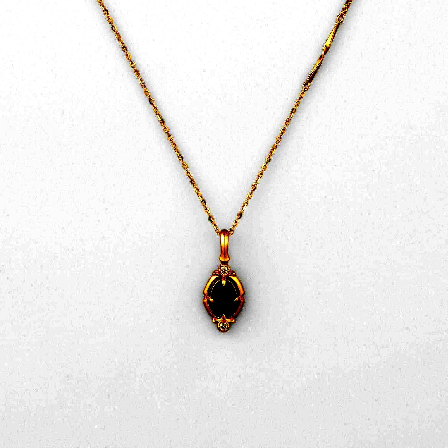 Agete Chalcedony Necklace with polished blue chalcedony stone on a silver chain