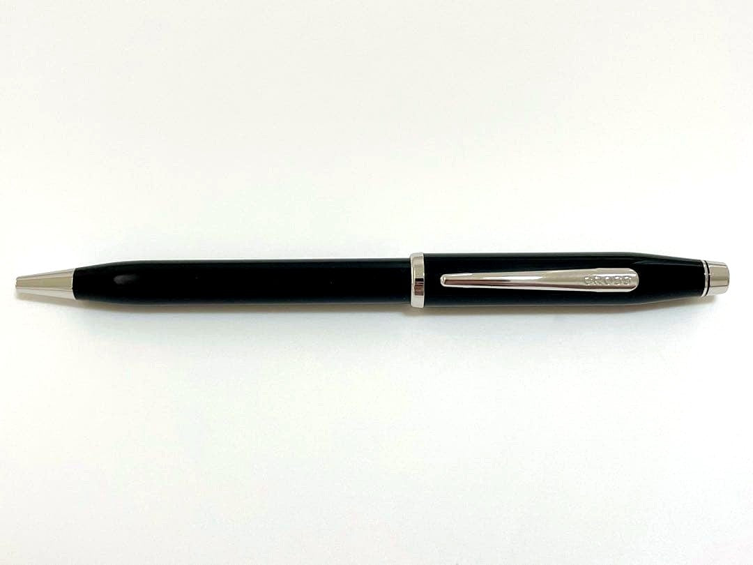 Cross black and silver ballpoint pen in used excellent condition with minor scratches, body only
