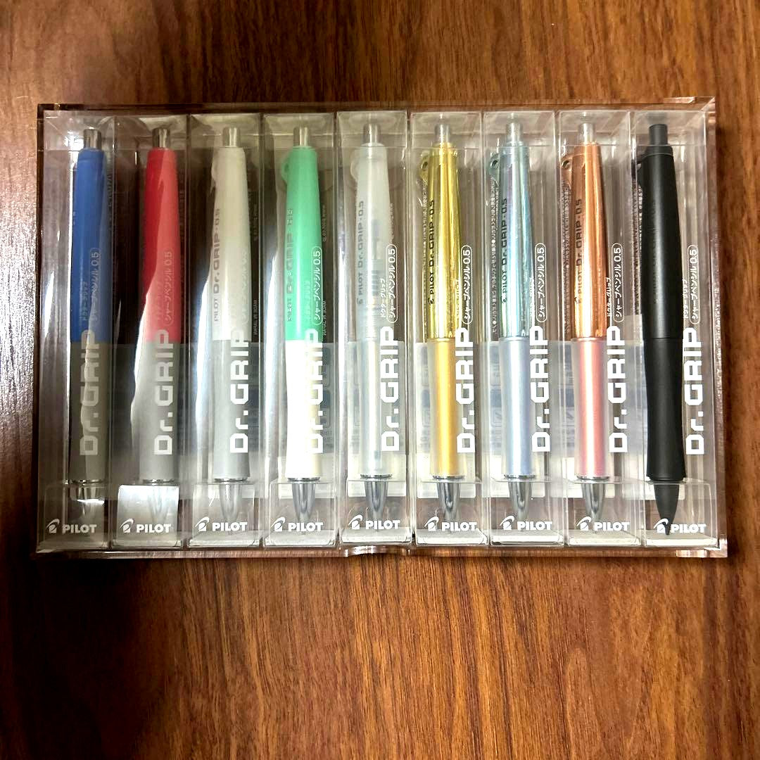 PILOT Dr. Grip 30th Anniversary 9-piece pen set with colorful pens and comfortable grips