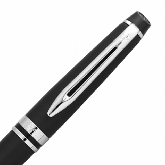Waterman Expert Essential Matte Black Ballpoint Pen model S0951890 with matte finish and silver accents