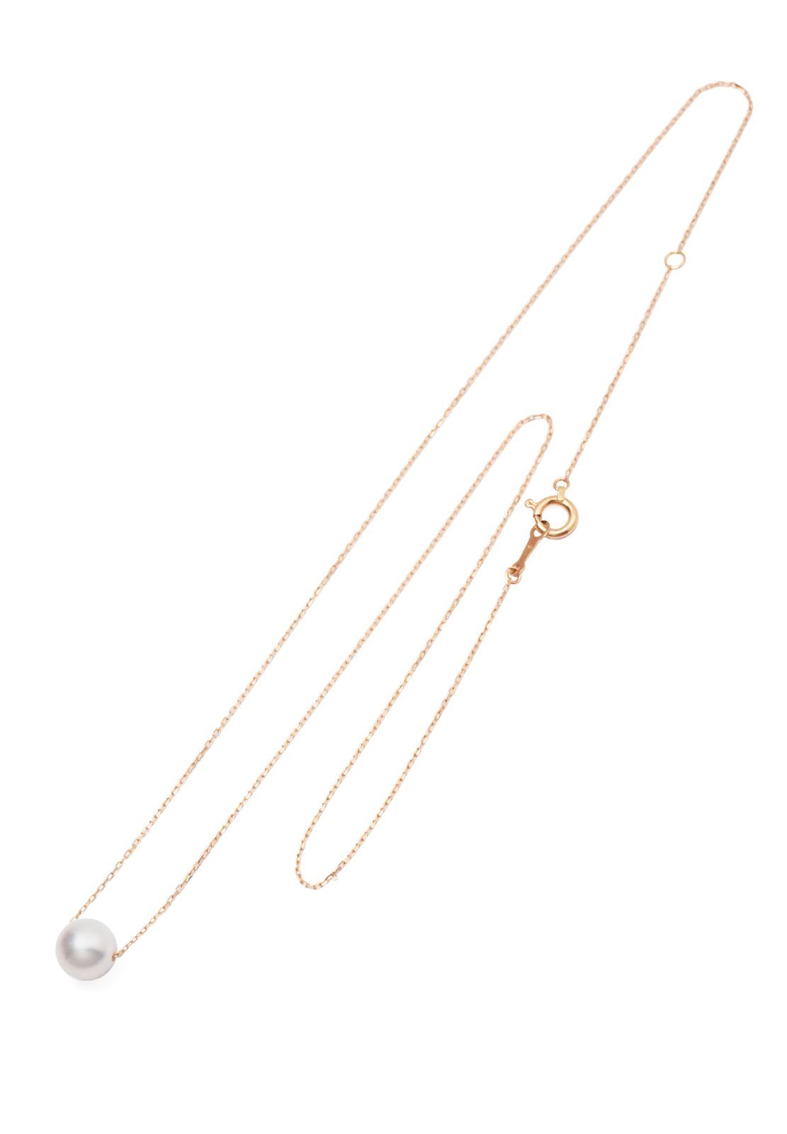 K18PG Akoya pearl pendant featuring a 6.5-7mm cultured pearl on a 40cm chain with extender