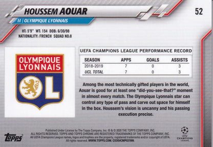 2019-20 Topps Chrome UEFA Champions League Houssem Aouar Base Green Bubbles Parallel card