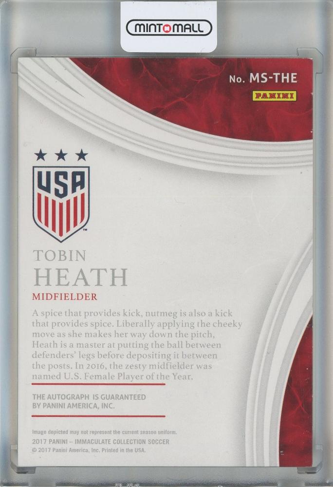 2017 Immaculate Collection Tobin Heath Marquee Signatures card #4424/75 United States National Team