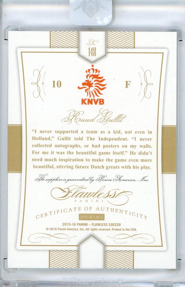 2015-16 PANINI Flawless Legends Sapphire Ruud Gullit collectible card #14802/10 Netherlands