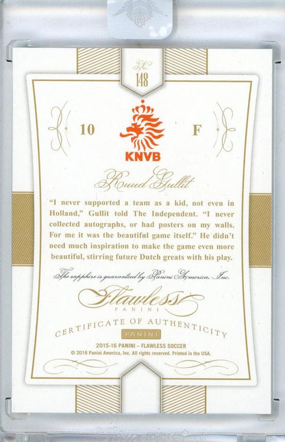 2015-16 PANINI Flawless Legends Sapphire Ruud Gullit collectible card #14802/10 Netherlands