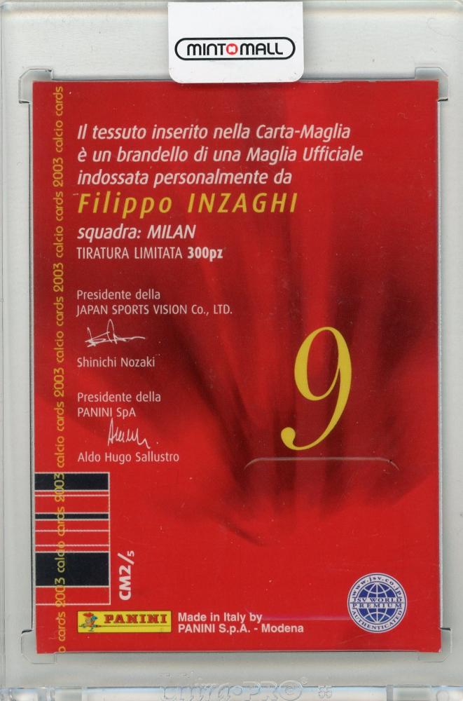2003 PANINI Calcio Filippo Inzaghi AC Milan Carta Maglia trading card #CM2