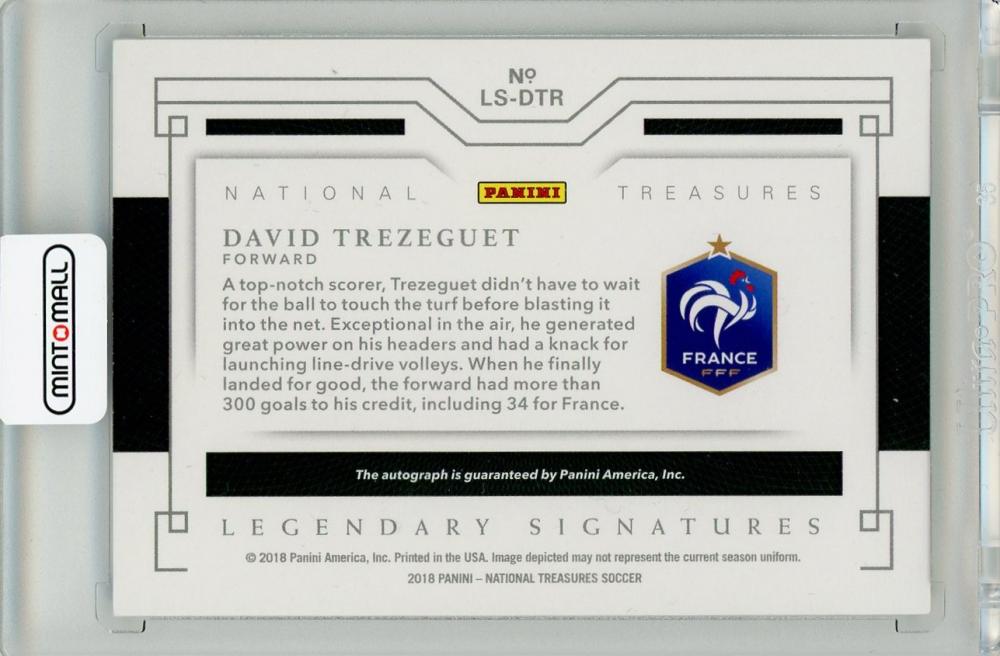 2018 Panini National Treasures David Trezeguet Legendary Signatures Bronze Parallel soccer card 9 of 25