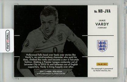 2016 Panini Noir Jamie Vardy Auto Black and White trading card numbered 38 of 95 from England