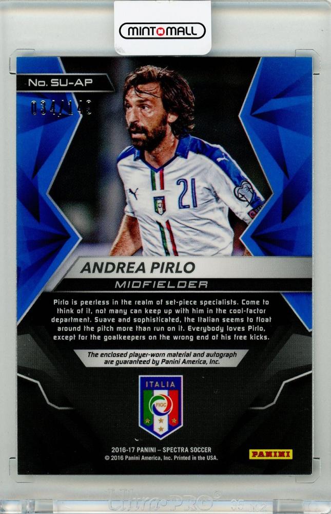 2016 Panini Spectra Andrea Pirlo autograph jersey numbered 34 of 149 from Italy