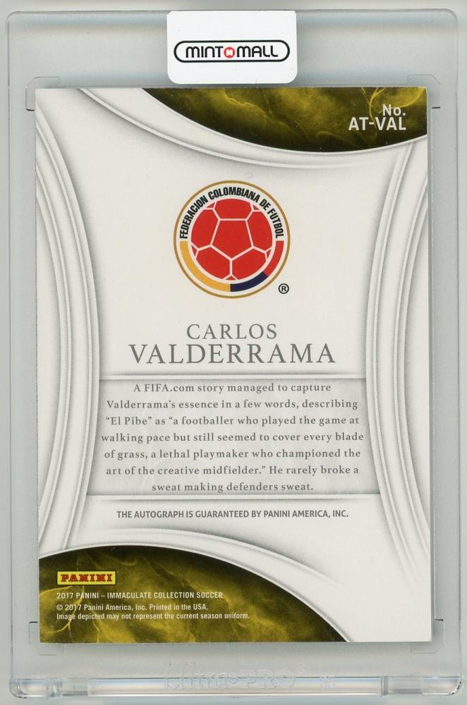 2017 Panini Immaculate Collection Carlos Valderrama autograph trading card numbered 6 of 99 from Colombia
