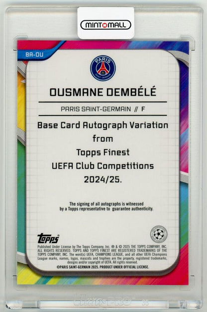 2024-25 Topps Finest UEFA Club Competition Ousmane Dembele Autographs Gold Wave Refractor card numbered 23 of 50