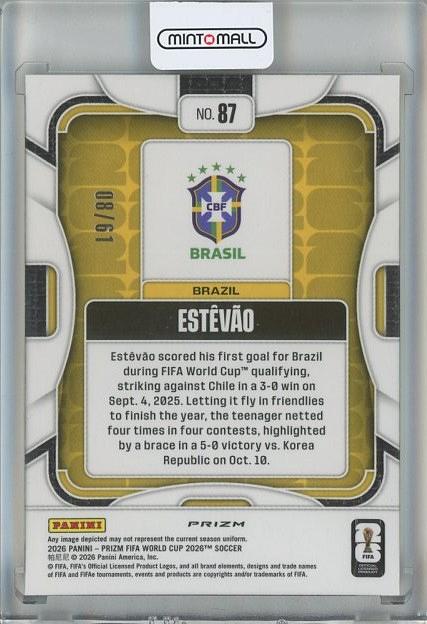 2026 Panini Prizm World Cup Estevao Panini Logo football card #87 8/61 Brazil