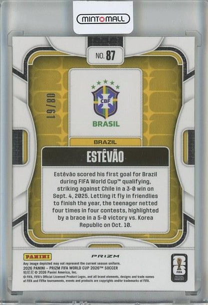 2026 Panini Prizm World Cup Estevao Panini Logo football card #87 8/61 Brazil
