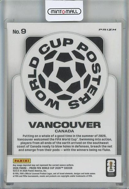 2026 Panini Prizm World Cup Vancouver collectible poster number 9 with vibrant soccer-themed graphics