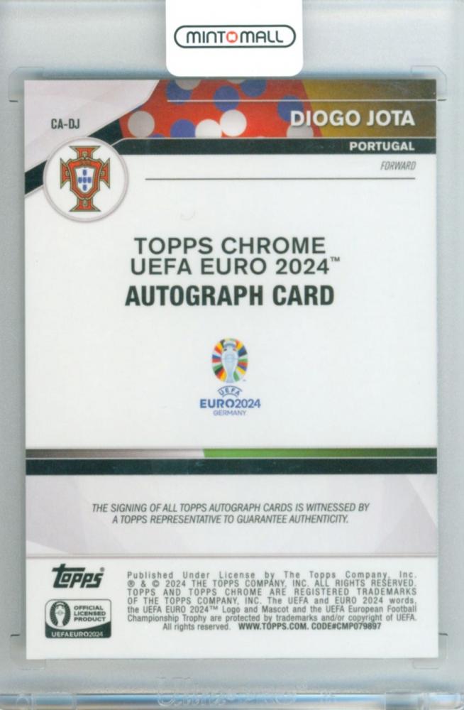 2024 Topps Chrome UEFA Euro Diogo Jota #CA-DJ Chrome Autograph Gold Refractor Parallel card from Portugal
