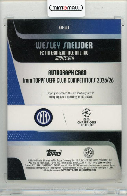 2025-26 TOPPS UEFA Wesley Sneijder Autographs Orange Inferno Foil card #BAWS05/25 FC Internazionale Milano