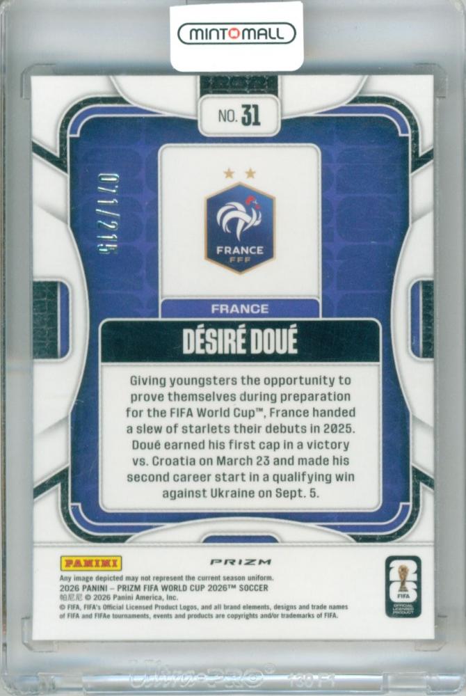 2026 Panini Prizm FIFA World Cup Soccer Desire Doue #31 Base Orange Pandora Parallel card from France
