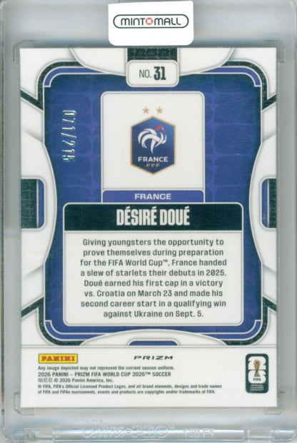 2026 Panini Prizm FIFA World Cup Soccer Desire Doue #31 Base Orange Pandora Parallel card from France