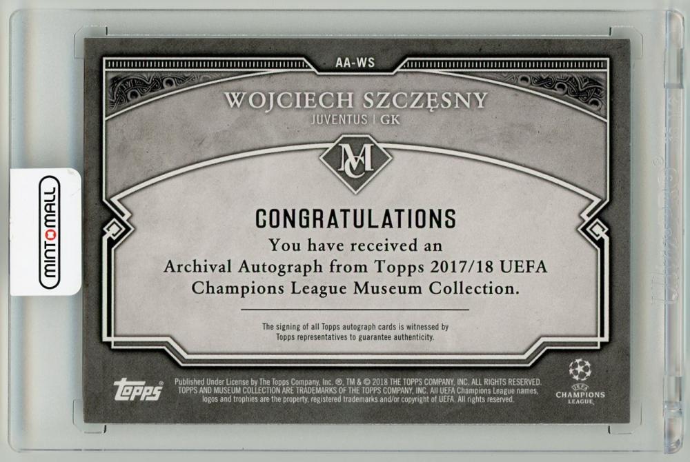 2018 Topps UEFA Champions League Museum Collection Wojciech Szczesny Juventus autograph card Sapphire Parallel 26 of 75