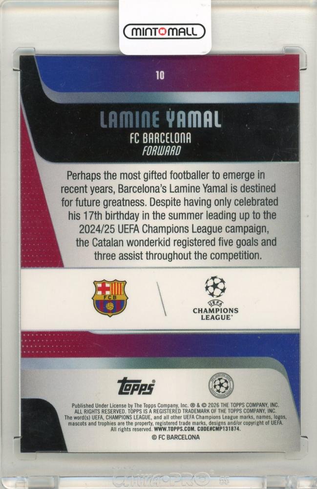 2025-26 Topps UEFA Japan Edition soccer card featuring Lamine Yamal in FC Barcelona Cherry Blossom design