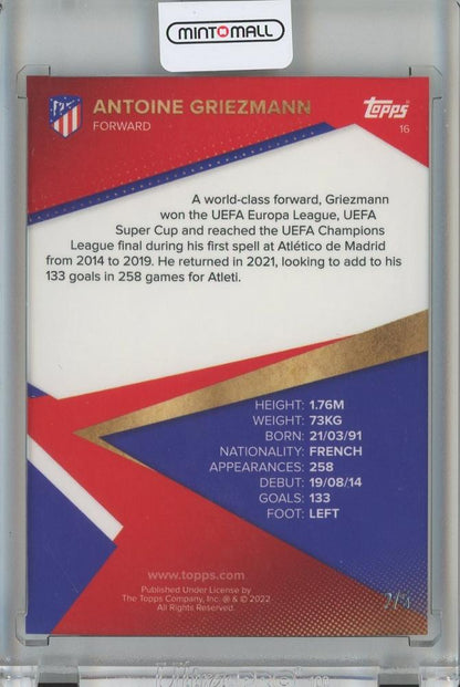 2021-22 Topps Atletico Madrid Antoine Griezmann Base Red soccer card #162