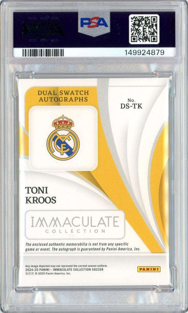 2024-25 PANINI Immaculate Collection Toni Kroos Dual Swatch Autographs trading card graded PSA8