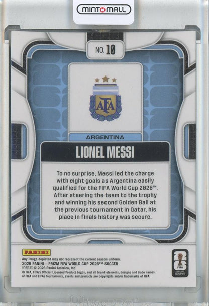 2026 Panini Prizm World Cup Lionel Messi Base card number 10 from Argentina