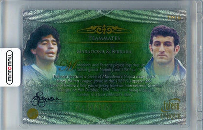 2014 Futera World Football unique patch showing Diego Maradona and Ciro Ferrara teammates Argentina and Italy