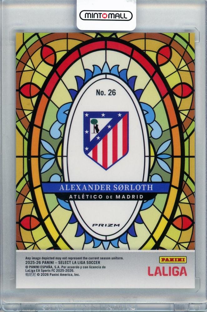 2025/26 PANINI SELECT LALIGA Steined Glass trading card featuring Alexander Sorloth of Atlético de Madrid