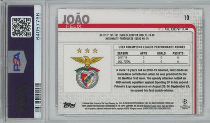 2018 Topps Chrome UCL Joao Felix SL Benfica #10 graded PSA10 collectible card