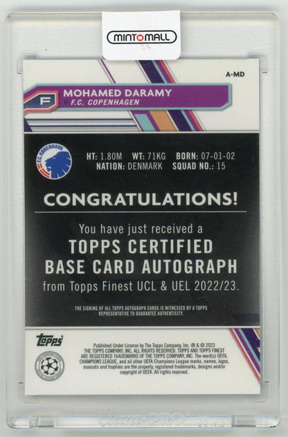 2022-23 TOPPS Finest UEFA Club Competitions Autographs Mohamed Daramy A-MD F.C. Copenhagen ※back stain available
