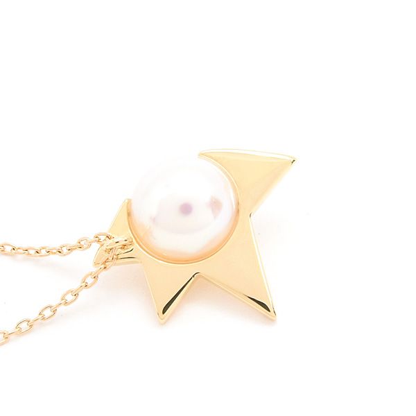 Tasaki Ladies Comet Plus yellow gold necklace with 7.6mm pearl pendant and adjustable 45 cm chain