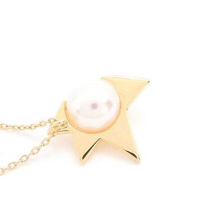 Tasaki Ladies Comet Plus yellow gold necklace with 7.6mm pearl pendant and adjustable 45 cm chain