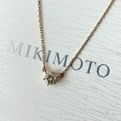 Mikimoto 084 necklace in K18 gold with a single 0.66ct diamond pendant weighing 10.2 grams