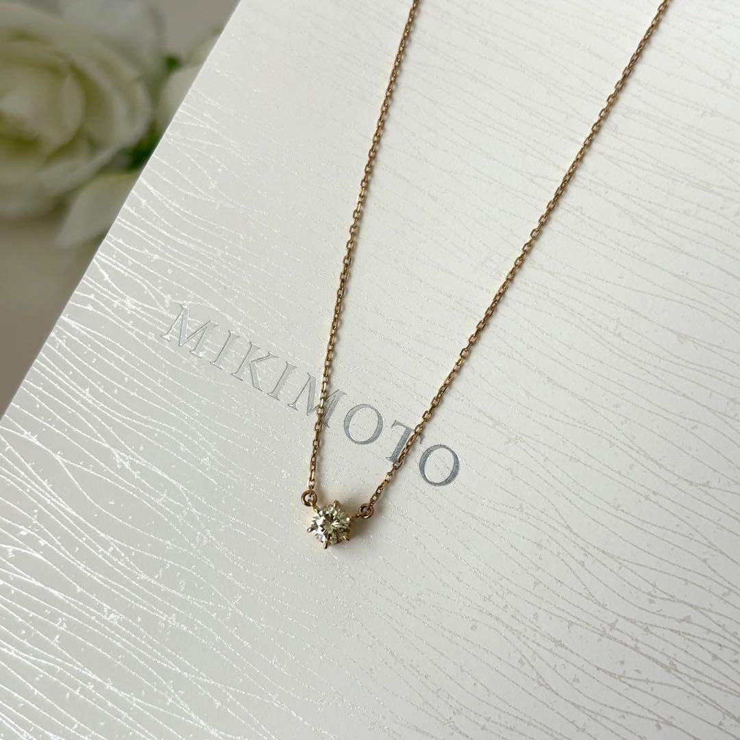 Mikimoto 084 necklace in K18 gold with a single 0.66ct diamond pendant weighing 10.2 grams