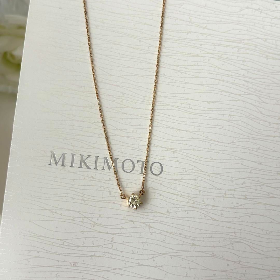Mikimoto 084 necklace in K18 gold with a single 0.66ct diamond pendant weighing 10.2 grams