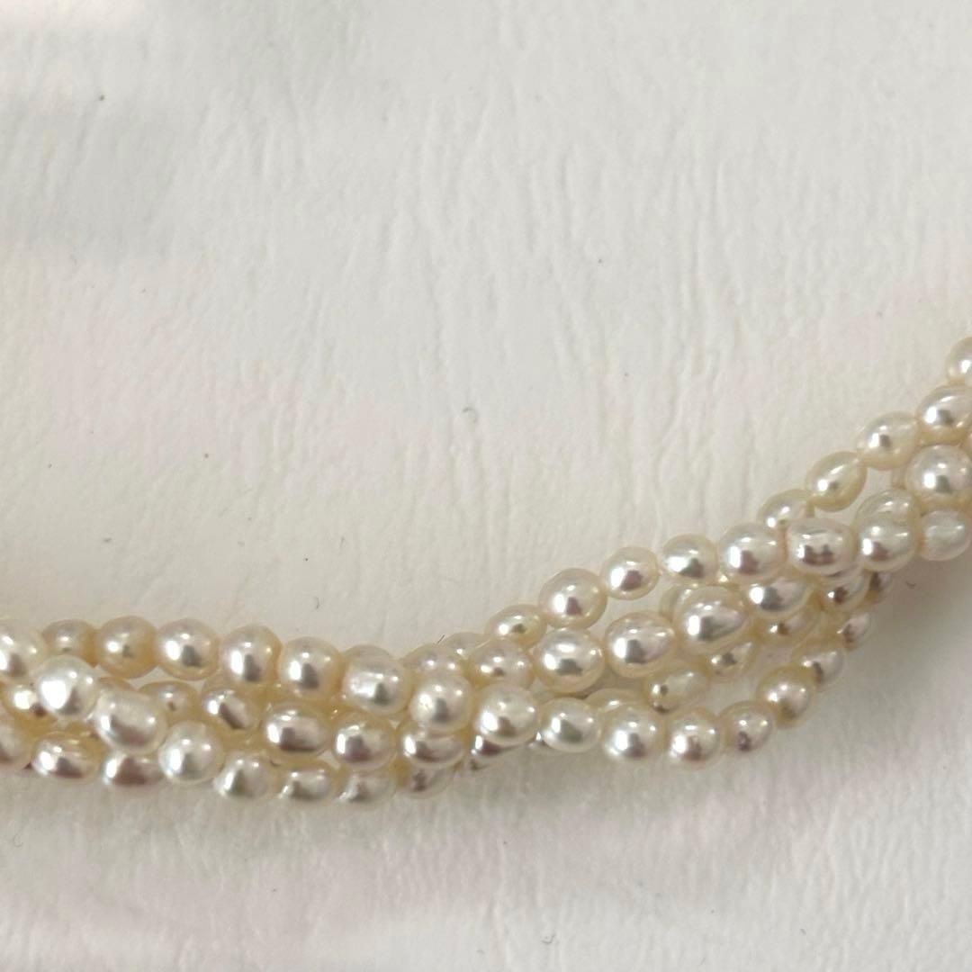 429 Tassaki K18 5-String Pearl Necklace with round pearls and 41 cm gold chain
