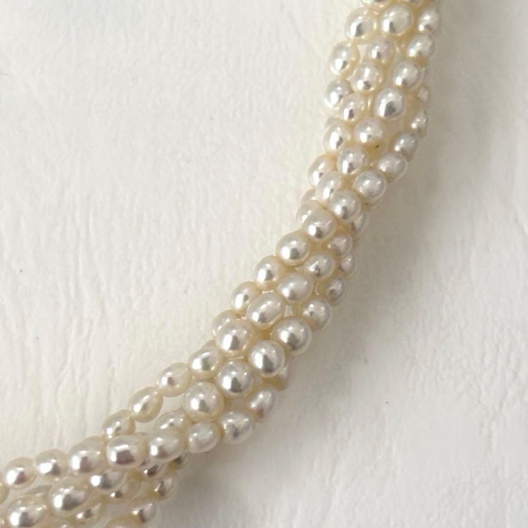 429 Tassaki K18 5-String Pearl Necklace with round pearls and 41 cm gold chain