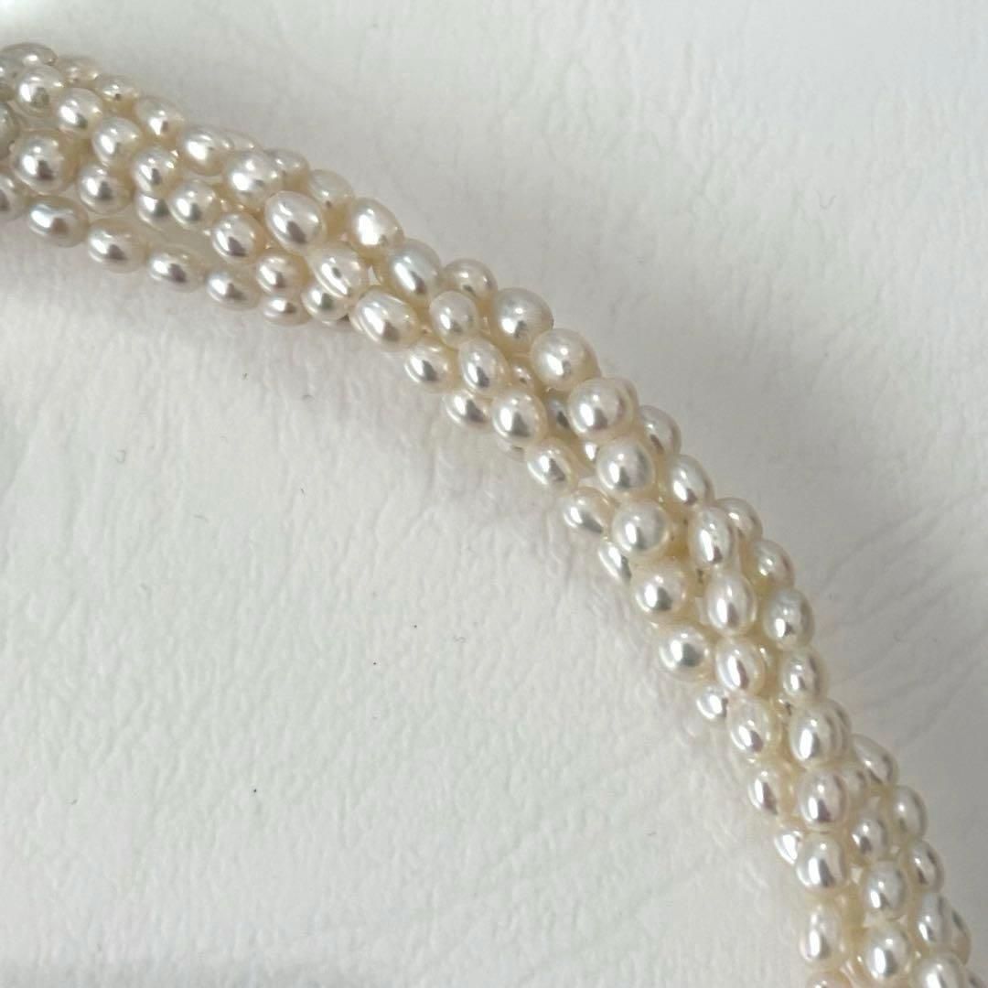 429 Tassaki K18 5-String Pearl Necklace with round pearls and 41 cm gold chain