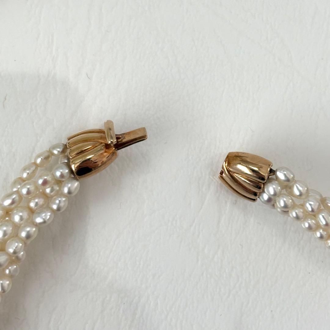 429 Tassaki K18 5-String Pearl Necklace with round pearls and 41 cm gold chain