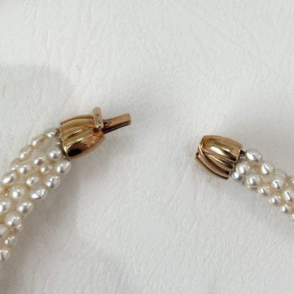 429 Tassaki K18 5-String Pearl Necklace with round pearls and 41 cm gold chain