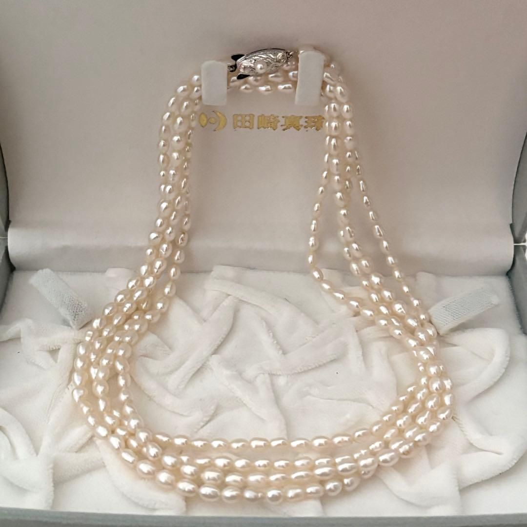 219 Tasaki long necklace made of silver with pearls, approximately 163 cm in length