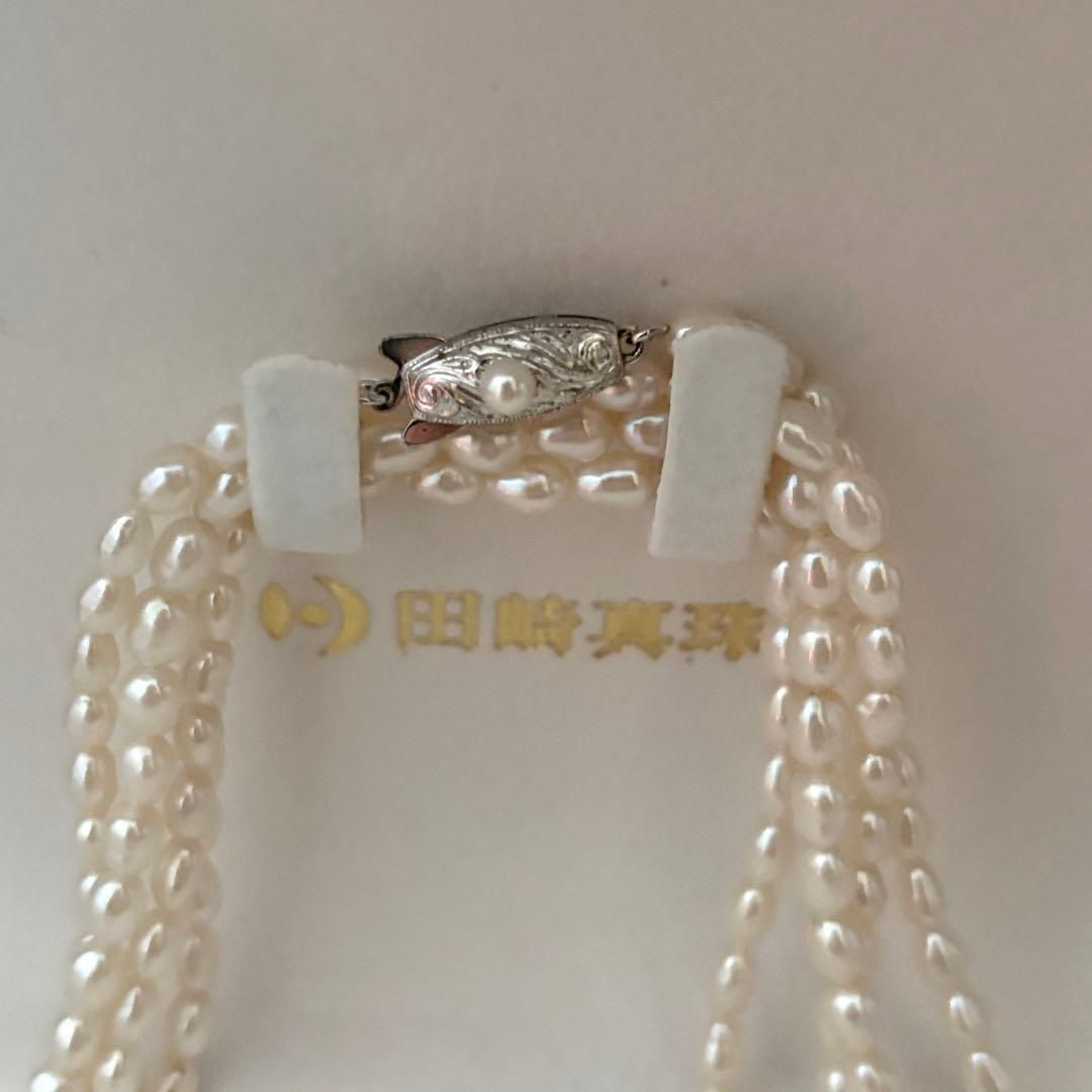 219 Tasaki long necklace made of silver with pearls, approximately 163 cm in length