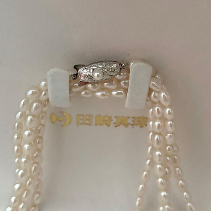 219 Tasaki long necklace made of silver with pearls, approximately 163 cm in length