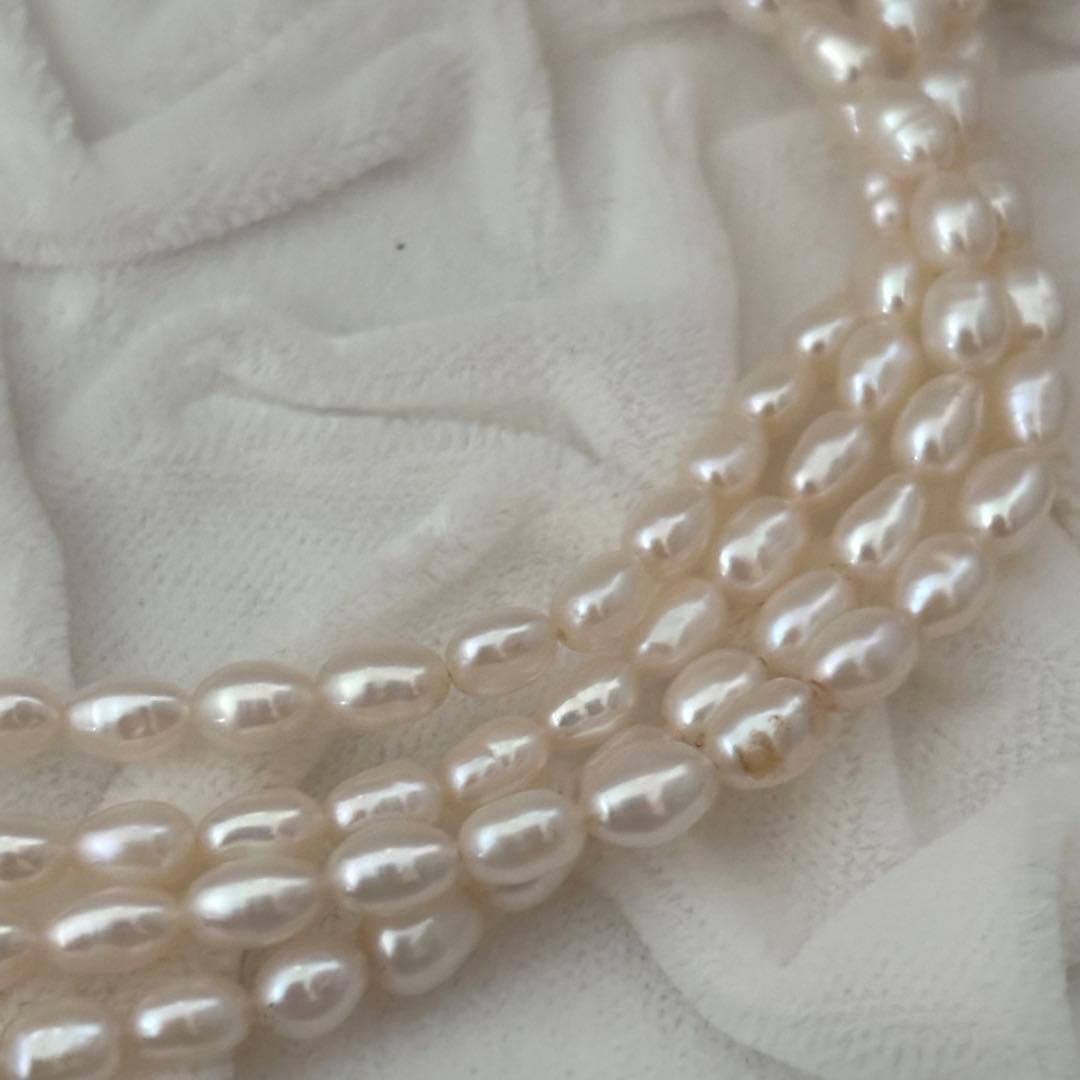 219 Tasaki long necklace made of silver with pearls, approximately 163 cm in length