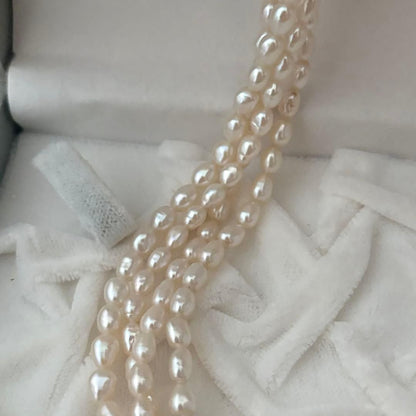 219 Tasaki long necklace made of silver with pearls, approximately 163 cm in length