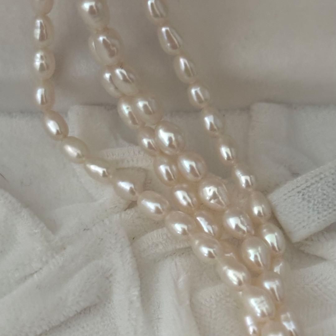 219 Tasaki long necklace made of silver with pearls, approximately 163 cm in length