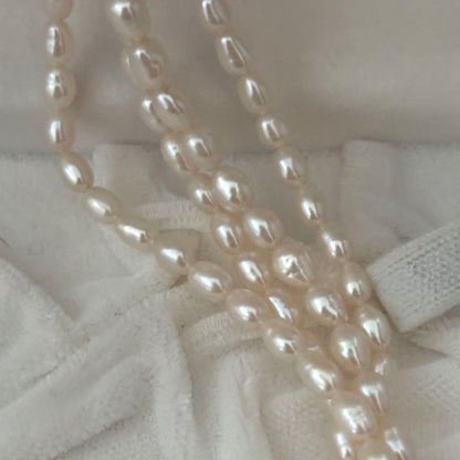 219 Tasaki long necklace made of silver with pearls, approximately 163 cm in length