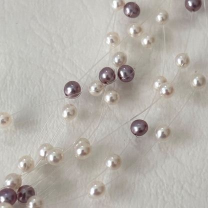 250Tasaki K18 8-row pearl necklace with white and purple pearls, 43 cm long