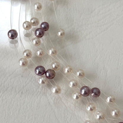250Tasaki K18 8-row pearl necklace with white and purple pearls, 43 cm long